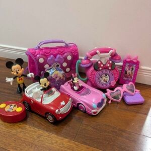 Lot 9mx Disney minnie mouse 🐭 mickey Pink Toy Set